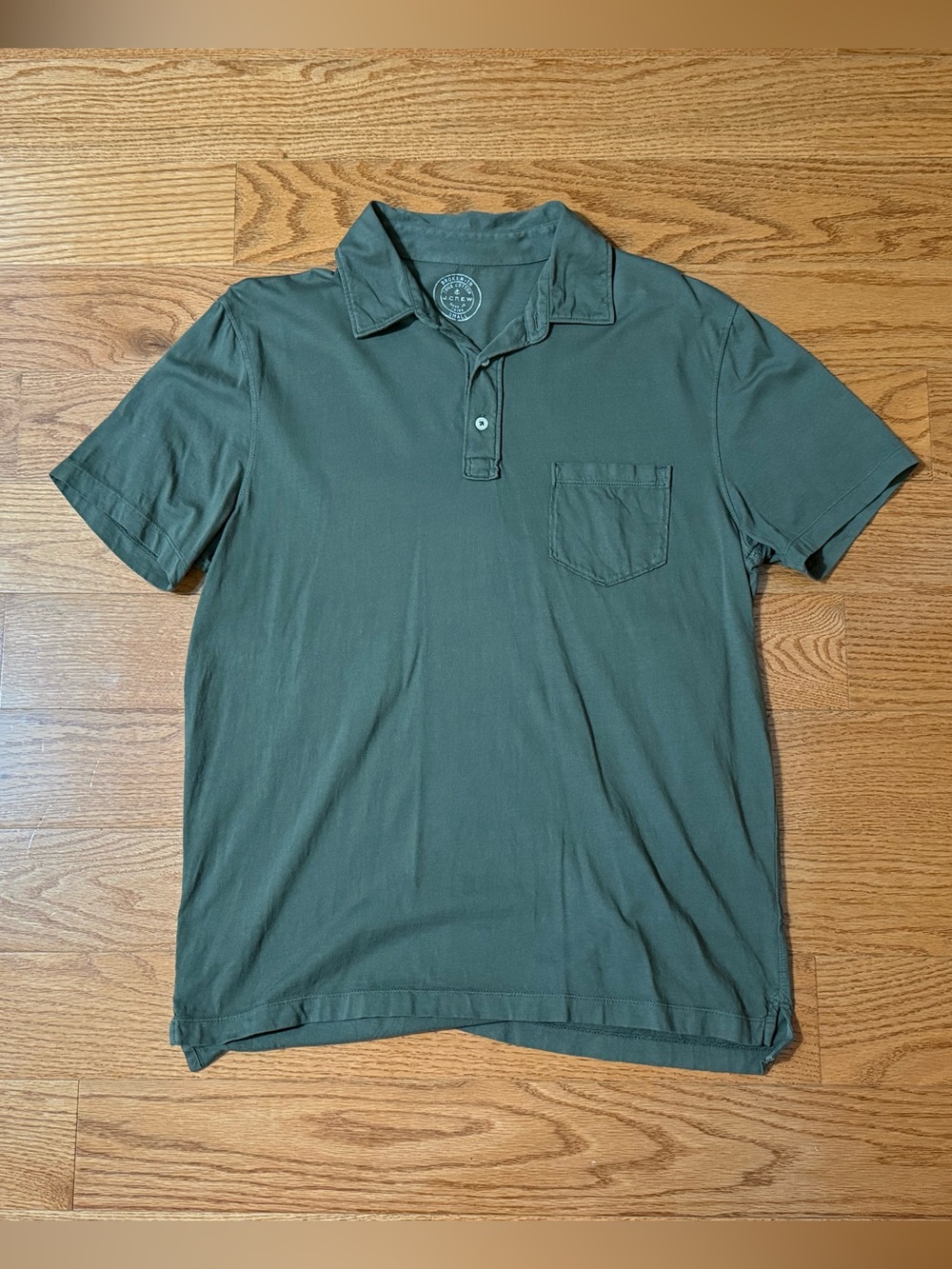Men's J.Crew Olive Green Collared Pocket Polo Shirt - Size Small